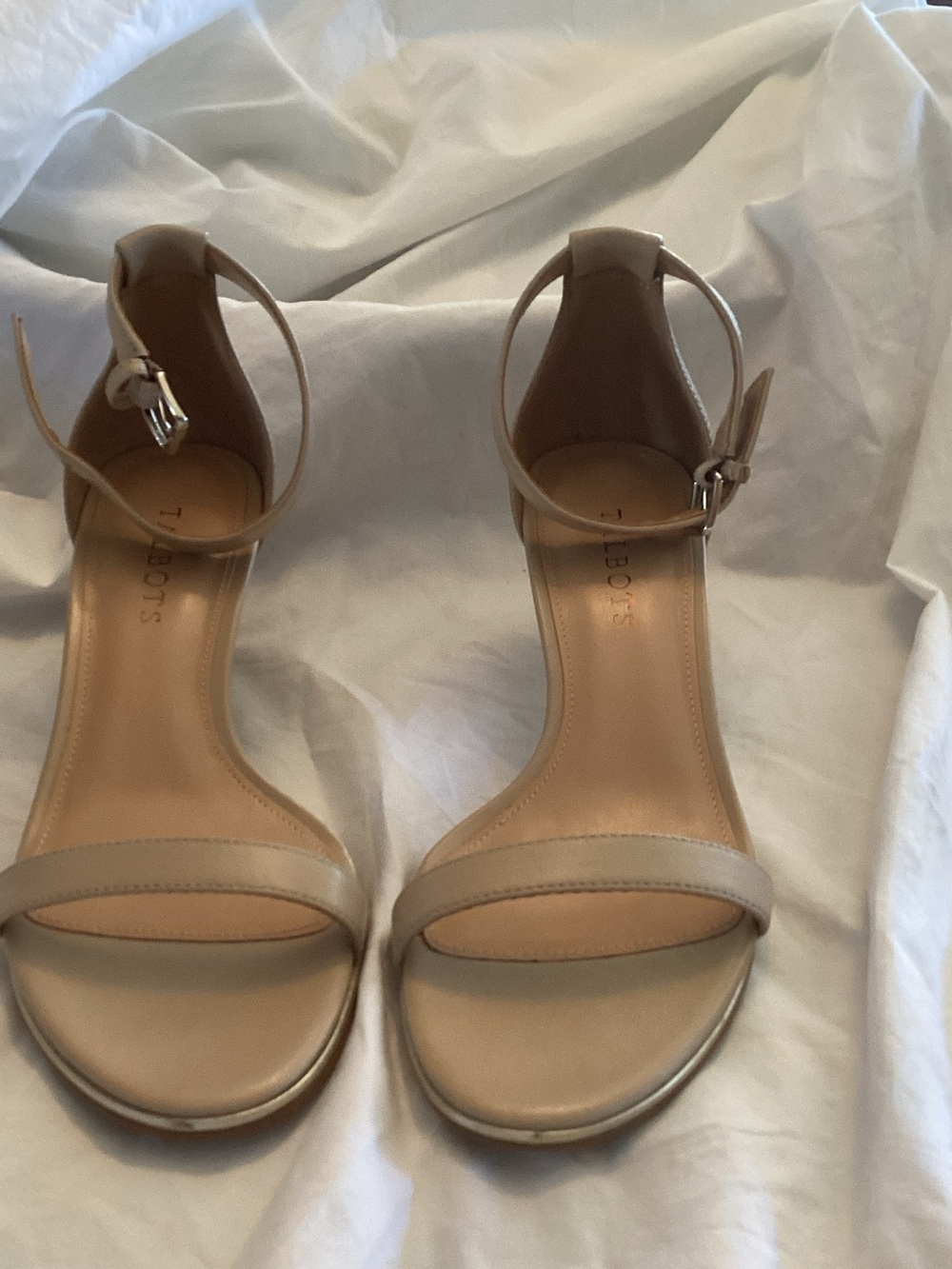Talbots Taupe Ankle-Strap Heels